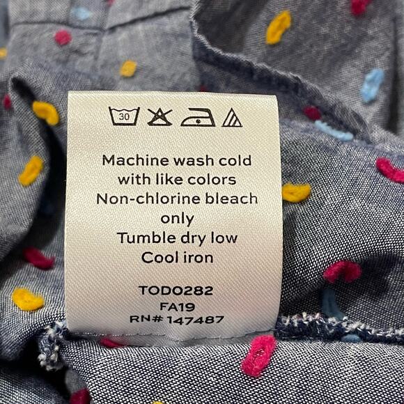 Draper James Embroidered Dot Chambray Wrap Top - Blue - 4 - Picture 12 of 15